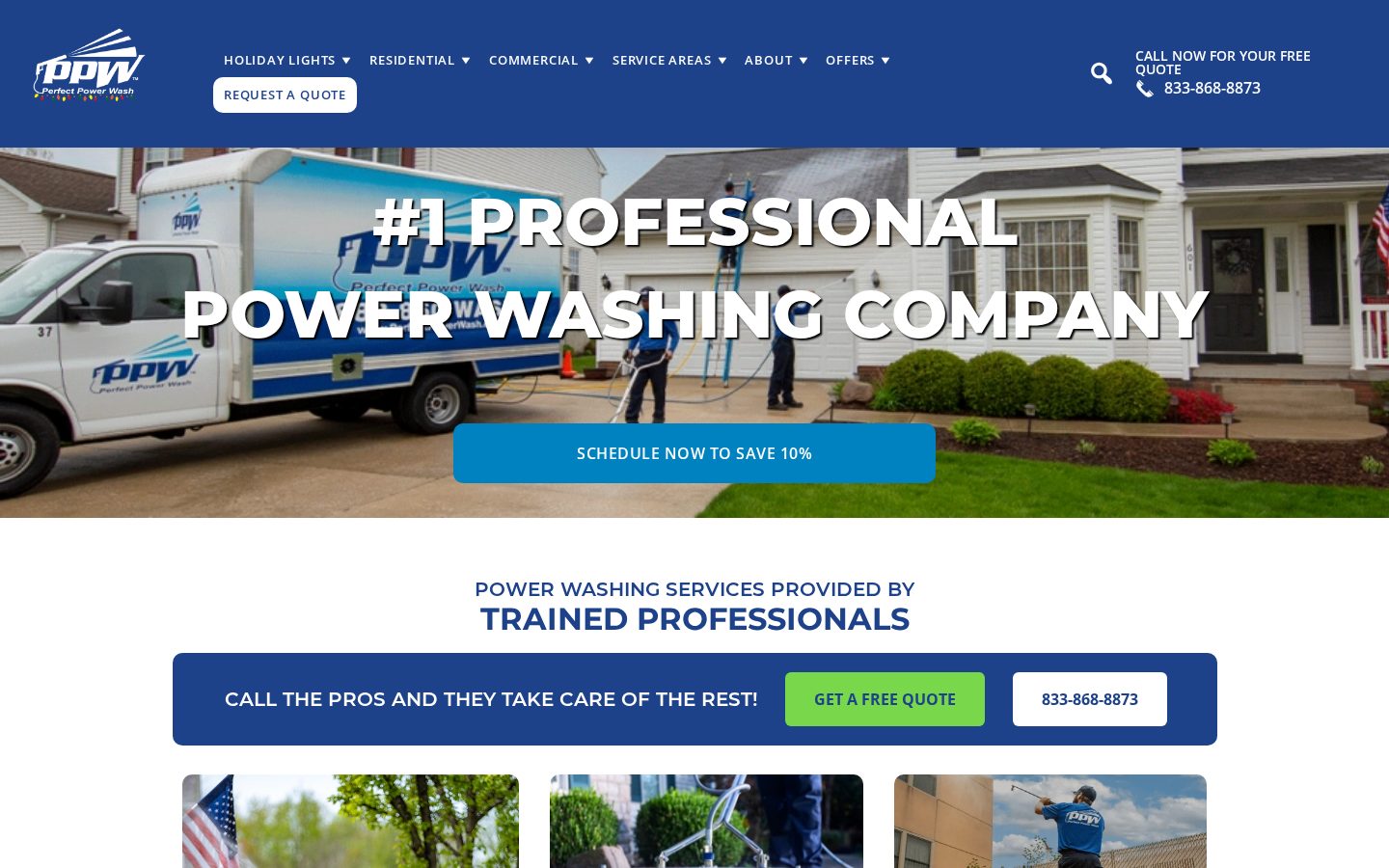 Perfect Power Wash website homepage