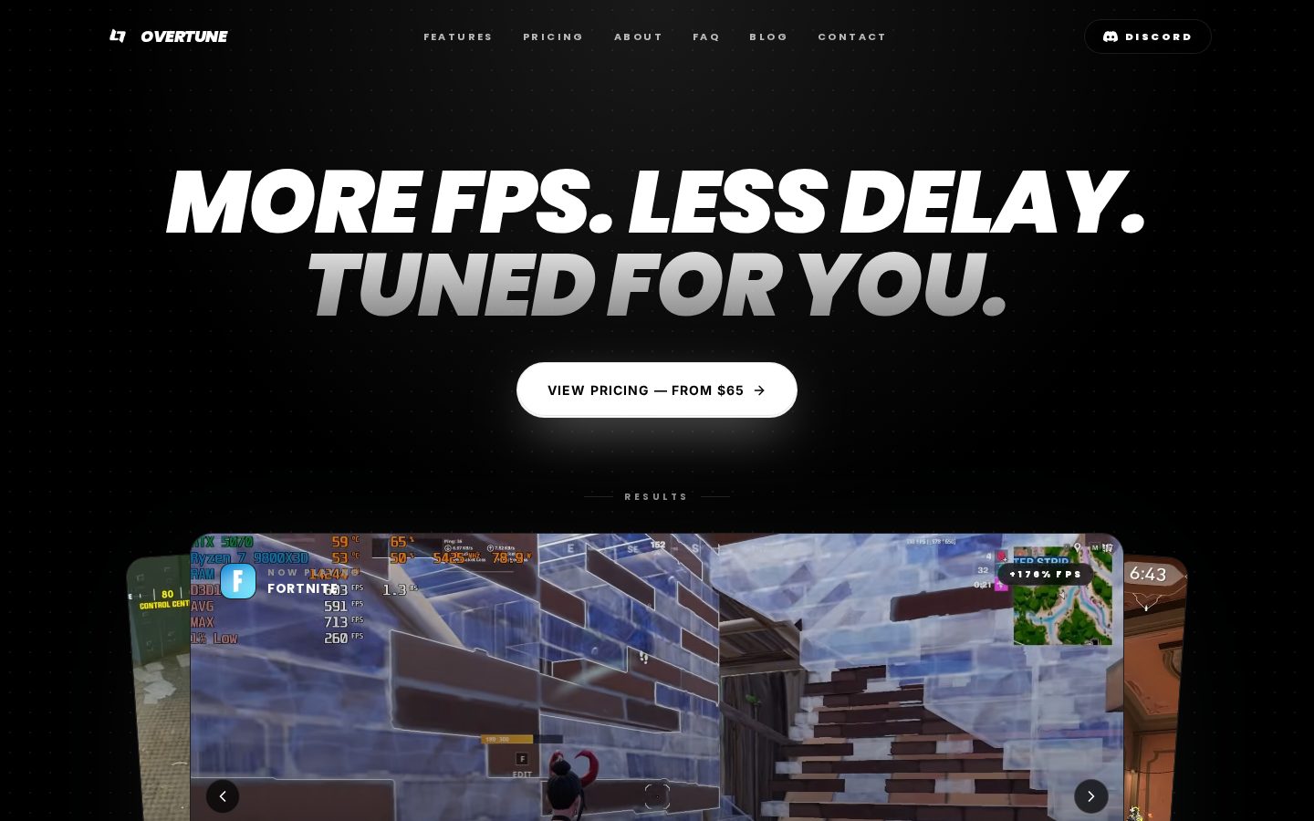 Overtune website homepage