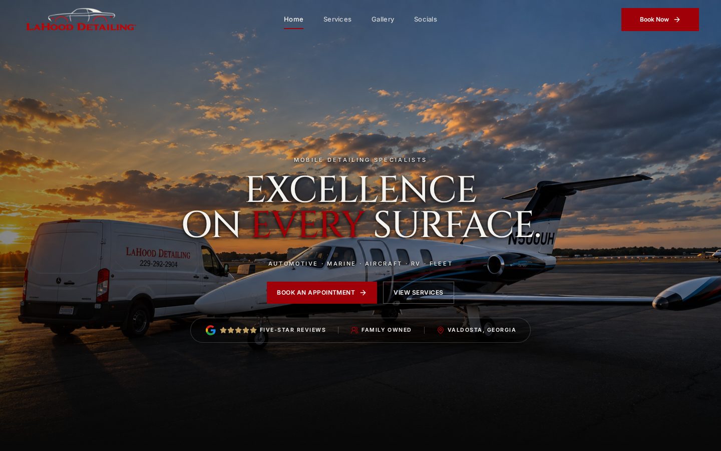 LaHood Detailing website homepage