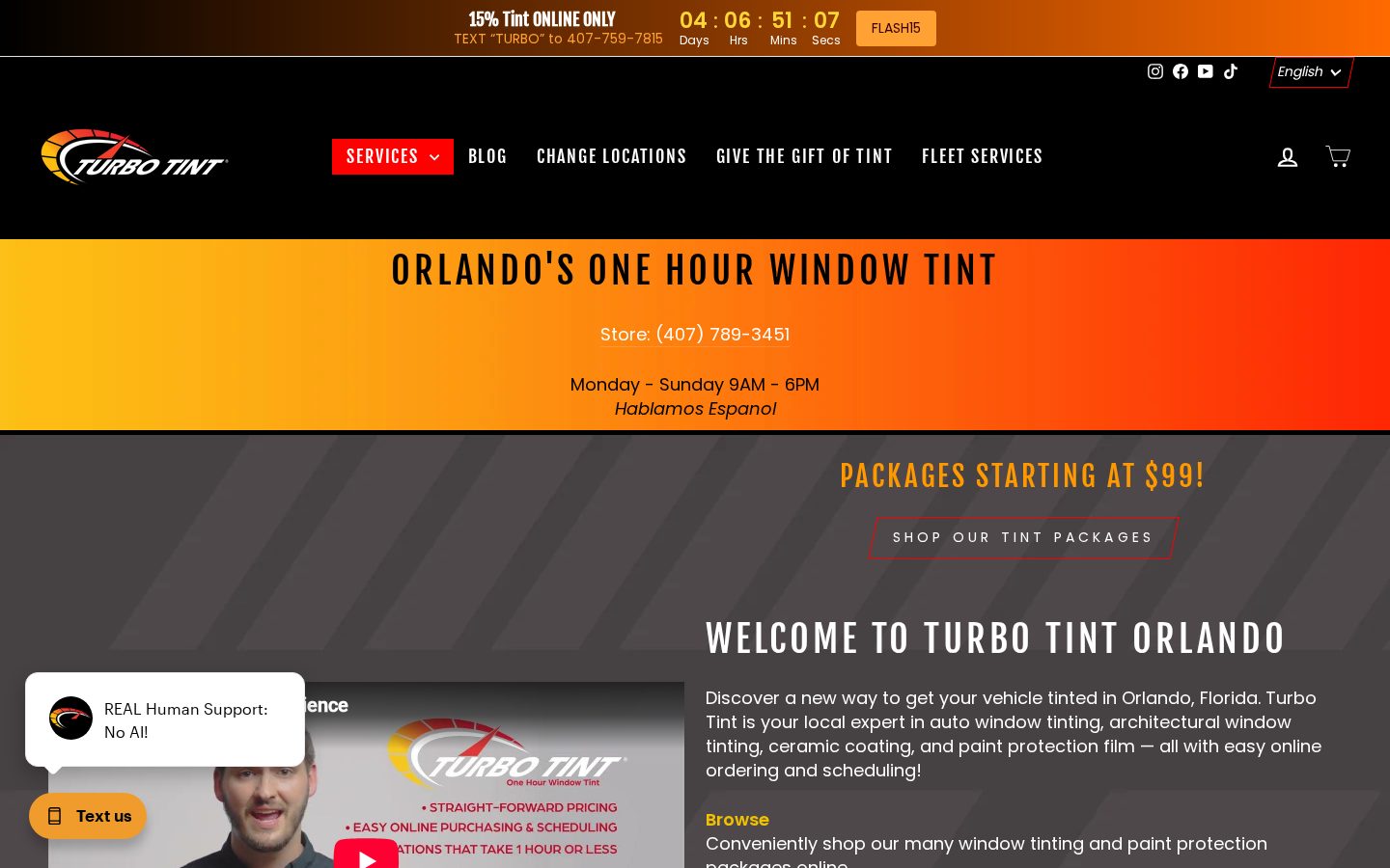 Turbo Tint Orlando website homepage